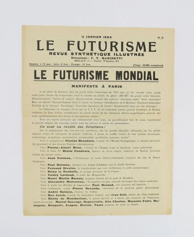 Vente aux ench res Futurisme  Manifeste  MARINETTI F 